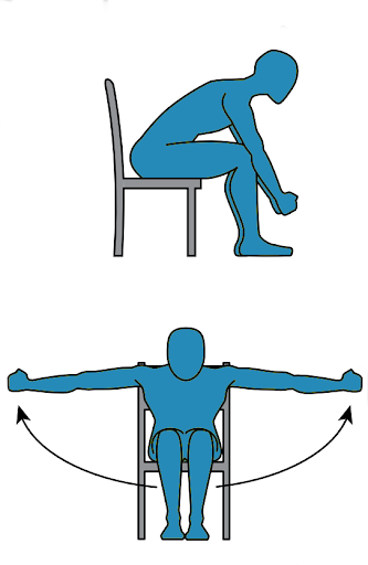 Seated reverse shoulder fly for alleviating lumbar spine pain